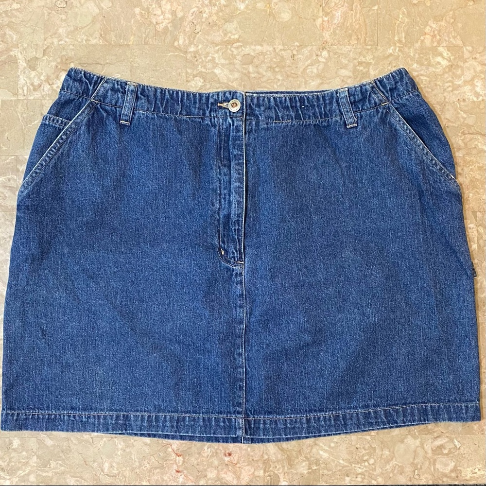 Venezia vintage DENIM cargo mini skirt front zip no slit no stretch